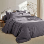Colombine Linge de lit uni - Anthracite - coton 57 fils/cm²